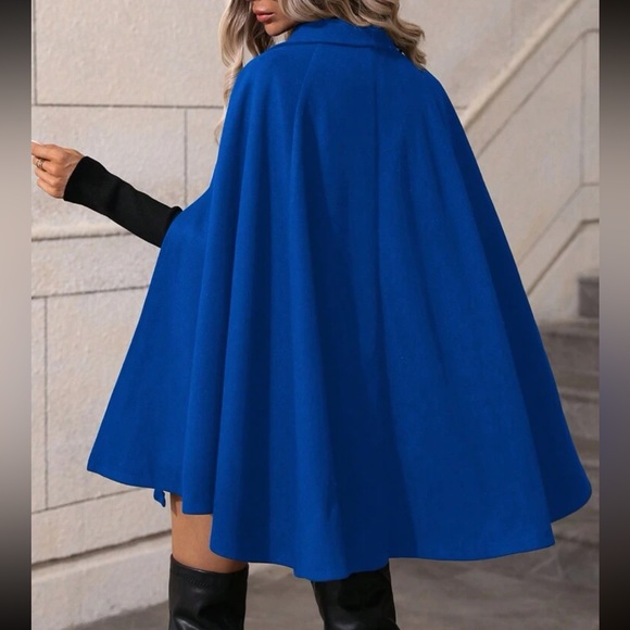 Luxe classic button up double breasted cape jacket - Picture 6 of 16